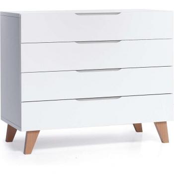 Cómoda infantil de madera con 4 cajones estilo nórdico blanco