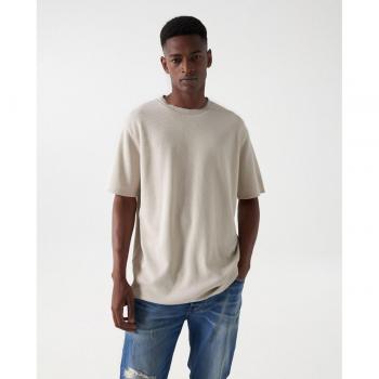 Camiseta Salsa con textura beige manga corta de hombre