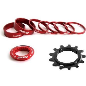 MSC Bikes Single Speed - Set para bujes con cassette standard de ciclismo, color rojo anodizado