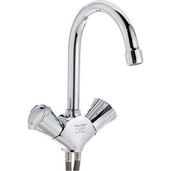 Grifería para lavabo Grohe Costa L, monomando, acabado cromado, con desagüe automático y caño giratorio
