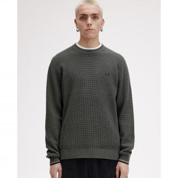 Fred Perry - Men's Long Sleeve Solid Knit Sweater, Green, Size XL