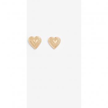 Textured Gold Heart Earrings OS