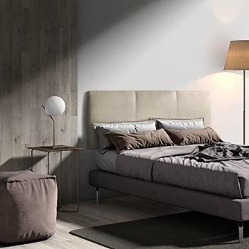 Cabecero de Cama Acolchado en Tela Suave Beige - Modelo Anike 150x60 cm con Costuras Centrales y Herrajes Incluidos