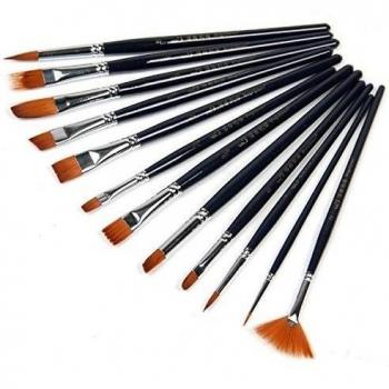 Oyedens 12 PC De Pelo De Nylon De La Pintura Del Sistema De Cepillo Del Artista De La Acuarela AcríLico Fuentes De Pintura Al óLeo Brush Watercolor