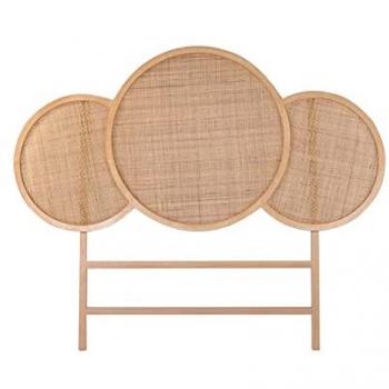 Cabecero de Cama Natural de Ratán y Madera de Paulonia (160 x 3 x 130 cm)