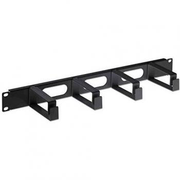 Intellinet 711074 19 Cable Management Panel, 1U, 4 Long Plastic Rings, Black