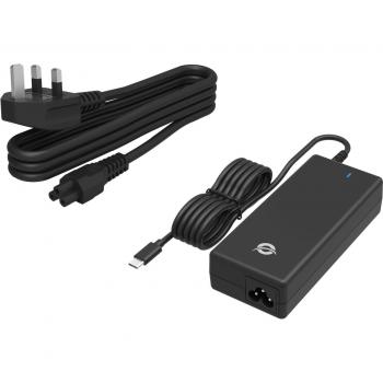 Cargador USB de Escritorio Conceptronic OZUL03BUK 100W GaN con Cable USB-C Integrado y Enchufe UK