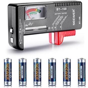 Neewer® Universal Probador De Batería AA AAA C D 9V Probador Inspector+6 Paquete 2800mAh Cuenta LR6 Alcalina AA Baterías De Canon, Nikon, Sony Flashes, LED Luz De Vídeo, Apretón De Batería Con AA Apretón Sostenedor