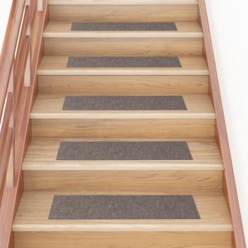 Alfombra rectangular para escaleras autoadhesiva 15 piezas 76x20 cm crema