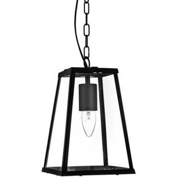 Lámpara colgante tipo linterna negra de acero, 1 bombilla E27, 29cm