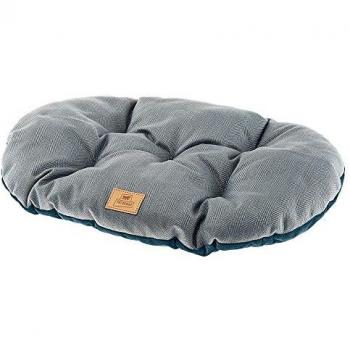 Cojín Doble Cara para Perros y Gatos Ferplast Stuart 55/4, Tweed y Terciopelo Suave, Lavable, Azul