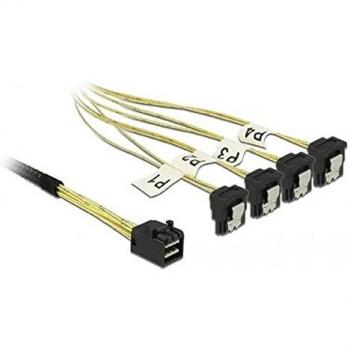 Cable Mini SAS HD SFF-8643 a 4 x SATA 7 pines acodado, 1 m