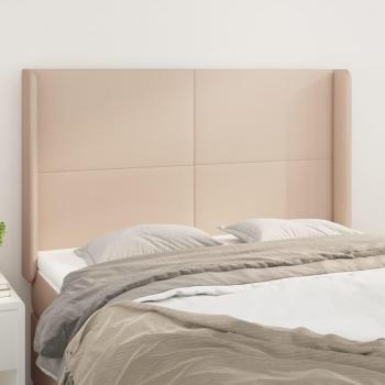 Cabecero con orejas de cuero sintético capuchino 147x16x118/128 cm Vidaxl Marrón