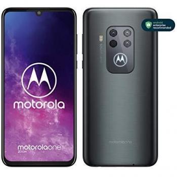 Motorola One Zoom - Smartphone con Alexa Hands-Free, Pantalla 6,4” FHD+, Sistema de 4 cámaras, 128 GB/4 GB, Android 9.0, Dual SIM, Auriculares + Funda incluidos, Color Gris Eléctrico