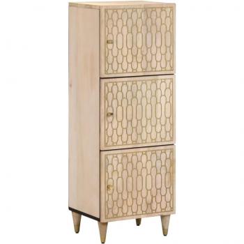 Aparador alto de madera maciza de mango 40x33x110 cm - Mueble de almacenaje para salón, buffet, armario auxiliar y armario de almacenamiento