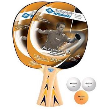 Schildkröt Donic Set de Tenis de Mesa Appelgren 300, 2 Raquetas, Esponja 1 mm, 3 Pelotas, en un Blister, 788634
