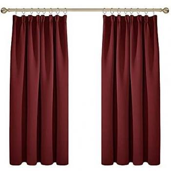 Deconovo Cortinas Habitacion Opacas con Aislamiento Térmico para Sala de Estar Oficina Hotel Ventanas con Fruncido 2 Piezas 132x138cm Rojo Oscuro