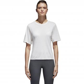 adidas Three Stripe T Camisa de Golf, Mujer, Blanco