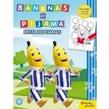 Bananas En Pijama. Colorea Siguiendo El Modelo. Fiesta De Pijamas