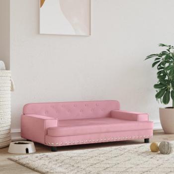 Cama para perro de terciopelo rosa 90x53x30 cm