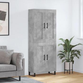 Aparador alto de madera contrachapada gris hormigón 69,5x34x180 cm