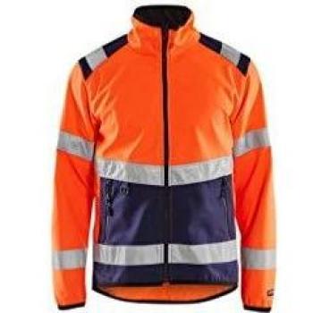 Chaqueta Softshell de Trabajo Alta Visibilidad 4877 - Naranja Fluorescente/Marino XXXL