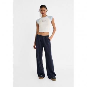 Stradivarius Navy Blue Wide-Leg Trousers Size L