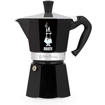 Bialetti Moka Express Cafetera Italiana Espresso, Aluminio, Negro, 6 tazas