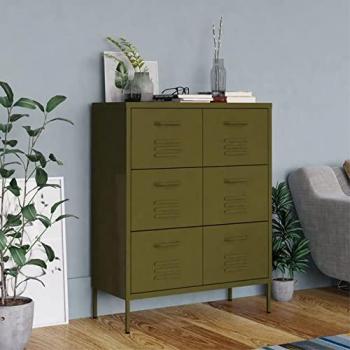 vidaXL Olive Green Steel Drawer Cabinet 80x35x101.5 cm