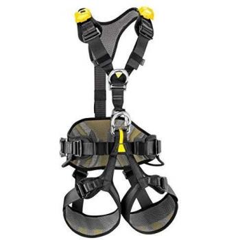 Arnés de Trabajo Petzl Avao Bod Talla 1, Negro/Amarillo - Protección Anticaída, Cintura 70-93 cm, Muslos 47-62 cm, Altura 165-185 cm, Peso