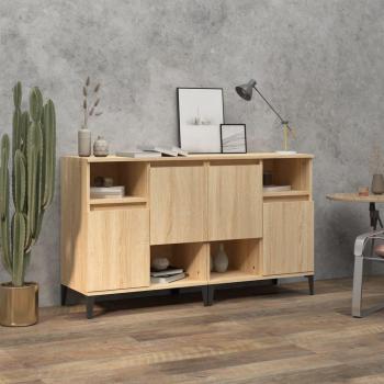 Aparadores de Madera Contrachapada VidaXL 2 uds 60x35x70 cm, Mueble de Almacenaje para Salón con Puertas y Cajón, Buffet Moderno en Roble Sonoma Marrón