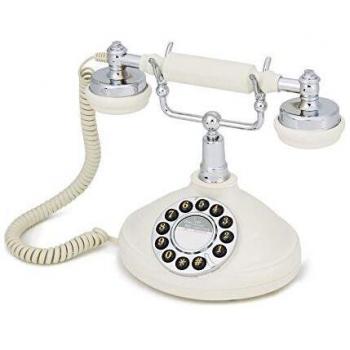 GPO Opal Retro Phone - Nostalgic Vintage Push-Button Analogue Landline Telephone with Curly Cord - Cream & Chrome