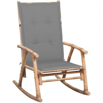 vidaXL Silla mecedora con cojín bambú 120 x 50 x 4 cm