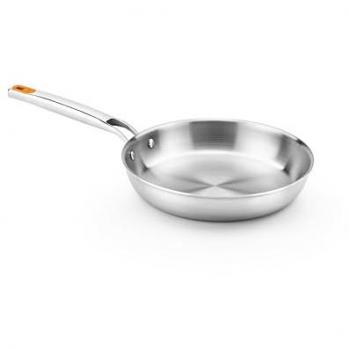 Sartén BRA Efficient Inox 26 cm, acero inoxidable 18/10, sin antiadherente con triple fondo difusor forjado, sin PFOA, mango remachado