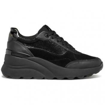 Geox Women's Spherica EC13 Black Wedge Sneakers