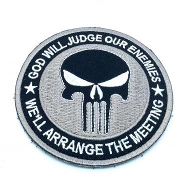 Punisher God Will Judge Our Enemies Gris Bordado Airsoft Velcro Patch