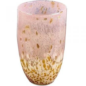 Jarrón Abierto Mediterráneo de Cristal Rosa 29cm - Decorativo para el Hogar