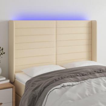 Cabecero LED de Tela Color Crema 147x16x111/128 cm con Iluminación Integrada