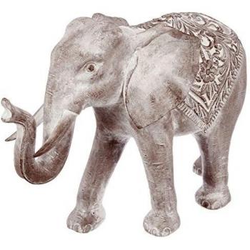 Estatua Decorativa de Elefante Blanqueado de Resina H46 cm con efecto jade y diseño moderno