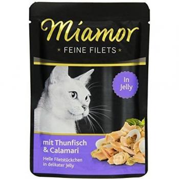 Miamor Feine Filets in Jelly Economy Pack: 24 x 100 g - Tuna & Squid
