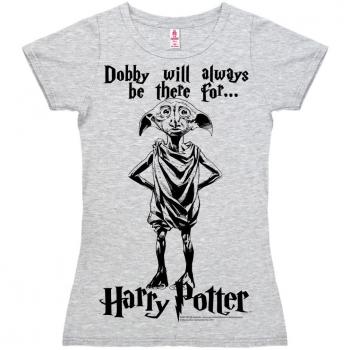 Logoshirt Harry Potter - Elfo doméstico - Dobby Will Always Be Camiseta para Mujer - Gris Vigoré - Diseño Original con Licencia, Talla L