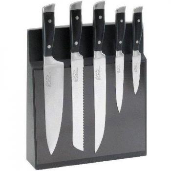 Jean Dubost Massif 5-Piece Magnetic Stainless Steel Knife Set - Customizable Block
