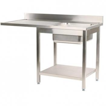 Fregadero Industrial Romux® de Acero Inoxidable 1 Seno con Escurridor Izquierda/Derecha 1200x700x900 mm y Grosor de 1 mm para Gran Estabilidad