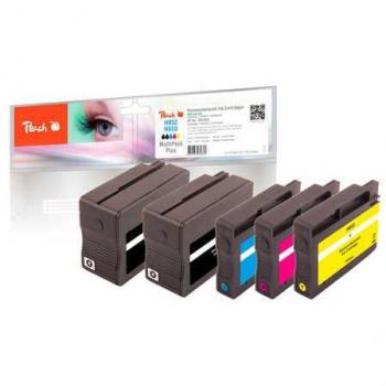 Multipack de Tintas Peach Compatible con HP No. 932*2, No. 933, CN057A*2, CN058A, CN059A, CN060A - Incluye 5 Cartuchos (Negro, C