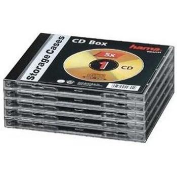 Hama CD Jewel Case Standard, Pack 5 C-Shell Case 1discos Negro, Transparente - Fundas para Discos ópticos