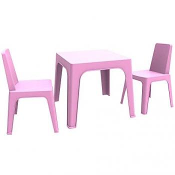 Set Infantil 2 Sillas + 1 Mesa Rosa Oscuro para Interior y Exterior