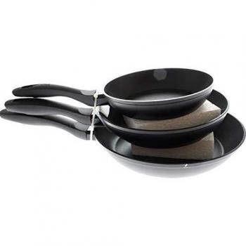 Ibili 405926 Indubasic – Juego de 3 sartenes para tortilla, aluminio, negro 26 cm/22 cm/18 cm