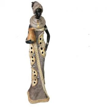 Figura Decorativa de Resina de Alta Calidad - Elefantes Africanos Beige 36x10x9cm