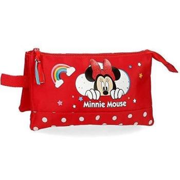 Disney Estuche Minnie Rainbow Tres Compartimentos, Rojo, 22x12x5 cm