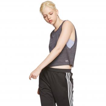 Under Armour Spacedye Tanque, Mujer, Black/Charcoal / Metallic Silver
